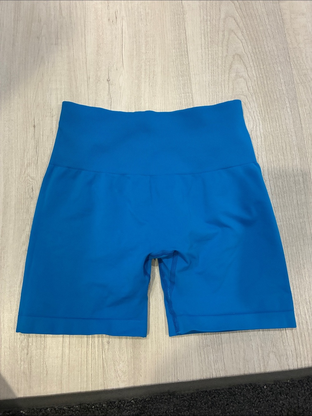 High-Waist Blue Women’s Bike Shorts with Wide Waistband